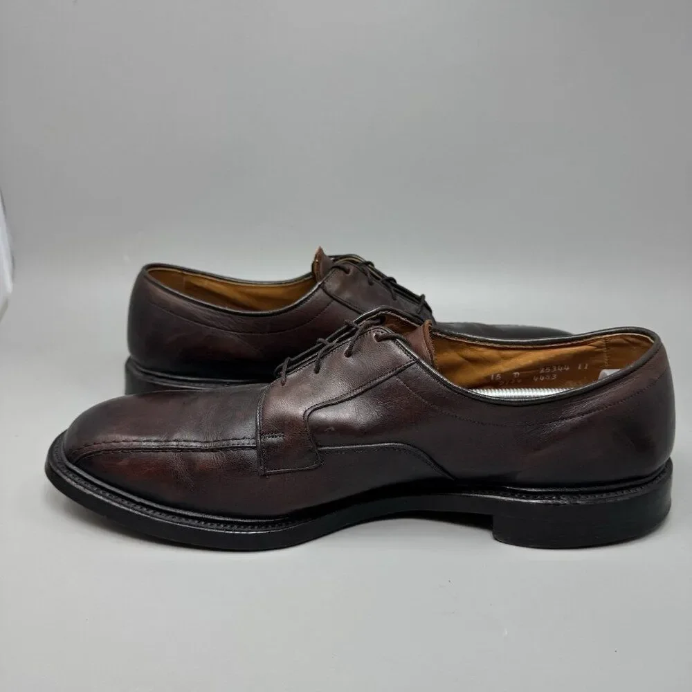 Allen Edmonds Hillcrest Apron Toe Derby Mens Size 15D Brown Leather Dress Shoe